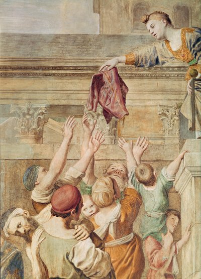 Detalle de Santa Cecilia distribuyendo limosnas, c.1612-15 (detalle) de Domenichino